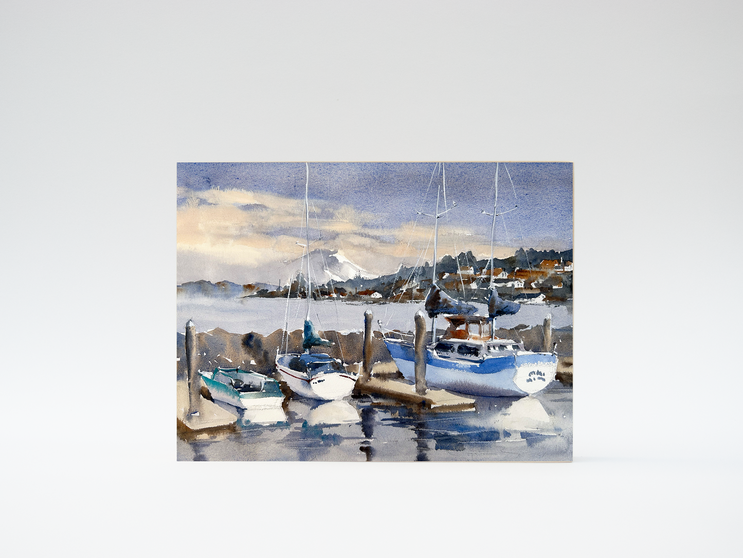 "Kingston Overlooking Mt. Rainier" woodblock wall art