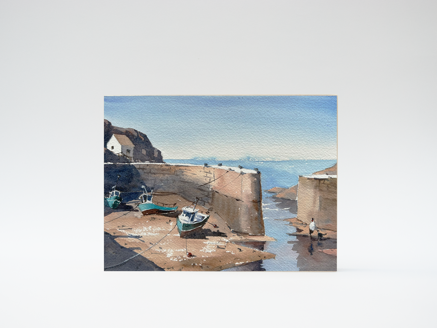 "Low tide at Porthgain Harbor" woodblock wall art