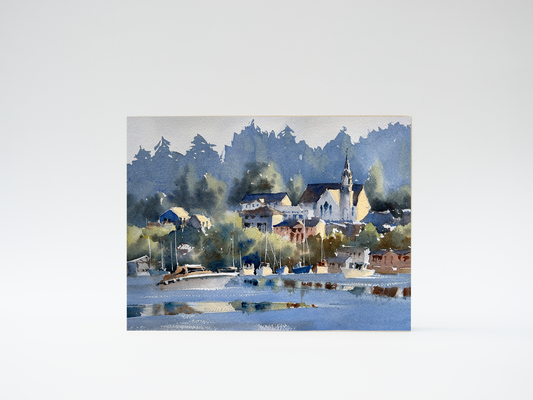 "Early Morning in Poulsbo" woodblock wall art