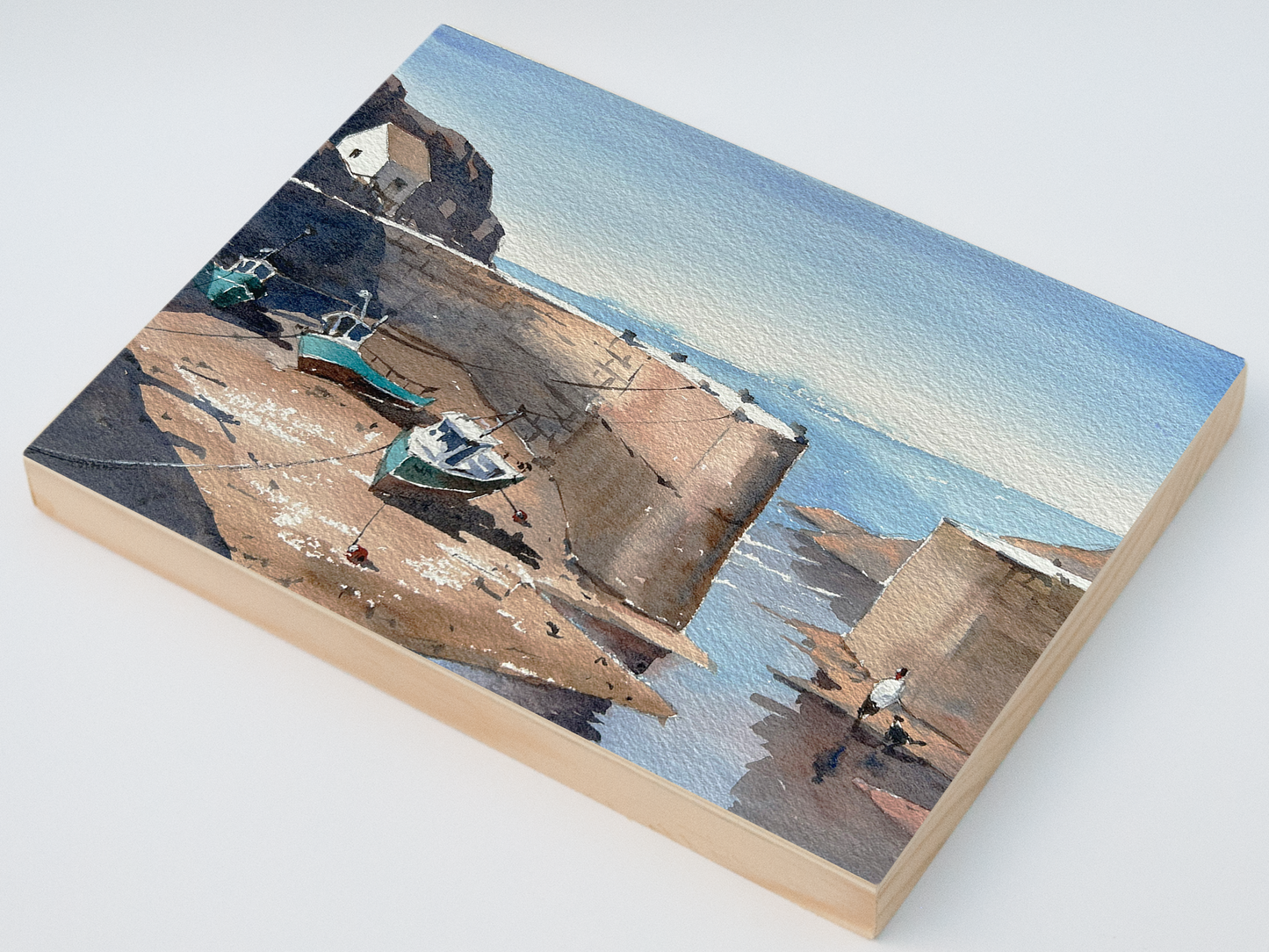 "Low tide at Porthgain Harbor" woodblock wall art