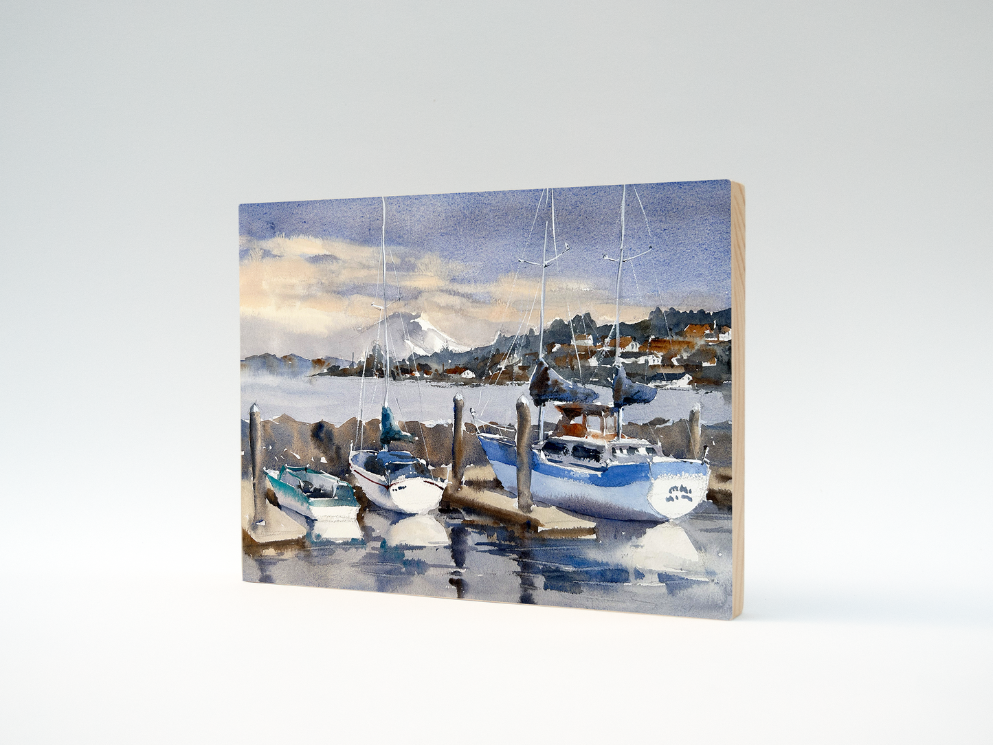 "Kingston Overlooking Mt. Rainier" woodblock wall art