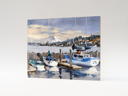 "Kingston Overlooking Mt. Rainier" woodblock wall art