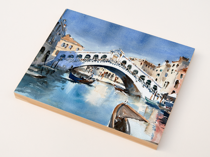 "Rialto Bridge" woodblock wall art