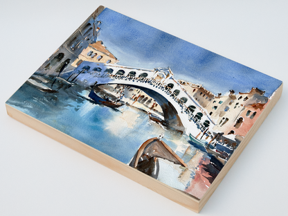 "Rialto Bridge" woodblock wall art