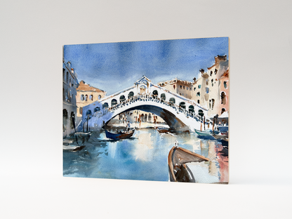 "Rialto Bridge" woodblock wall art