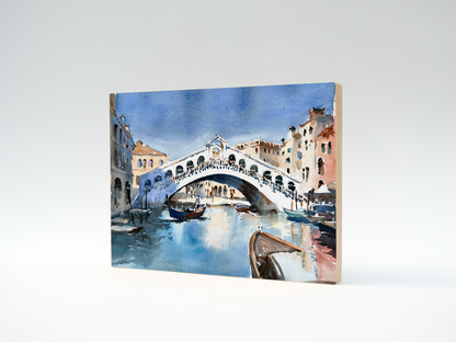 "Rialto Bridge" woodblock wall art