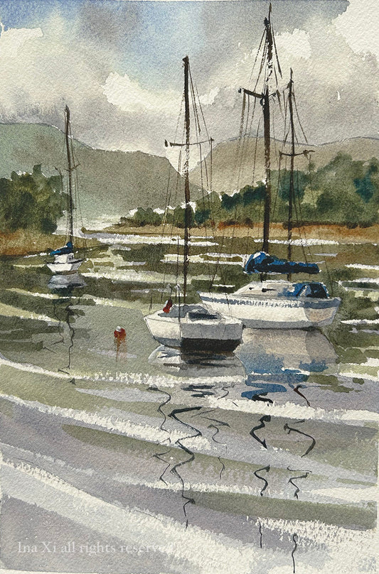 Boats on the lake - Limited edition print