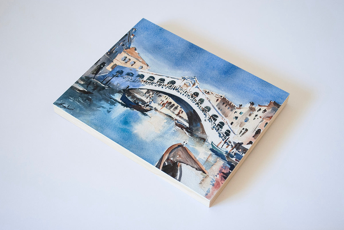 "Rialto Bridge" woodblock wall art