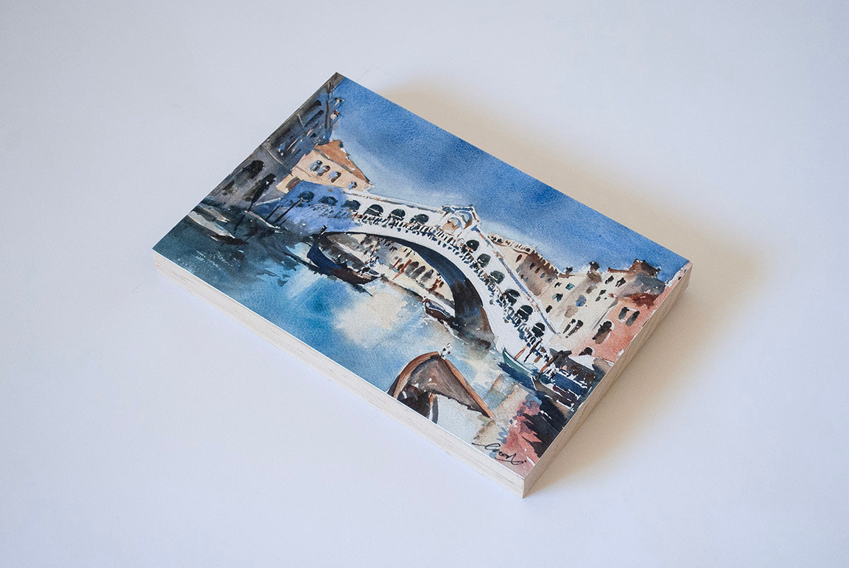 "Rialto Bridge" woodblock wall art