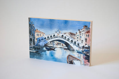 "Rialto Bridge" woodblock wall art