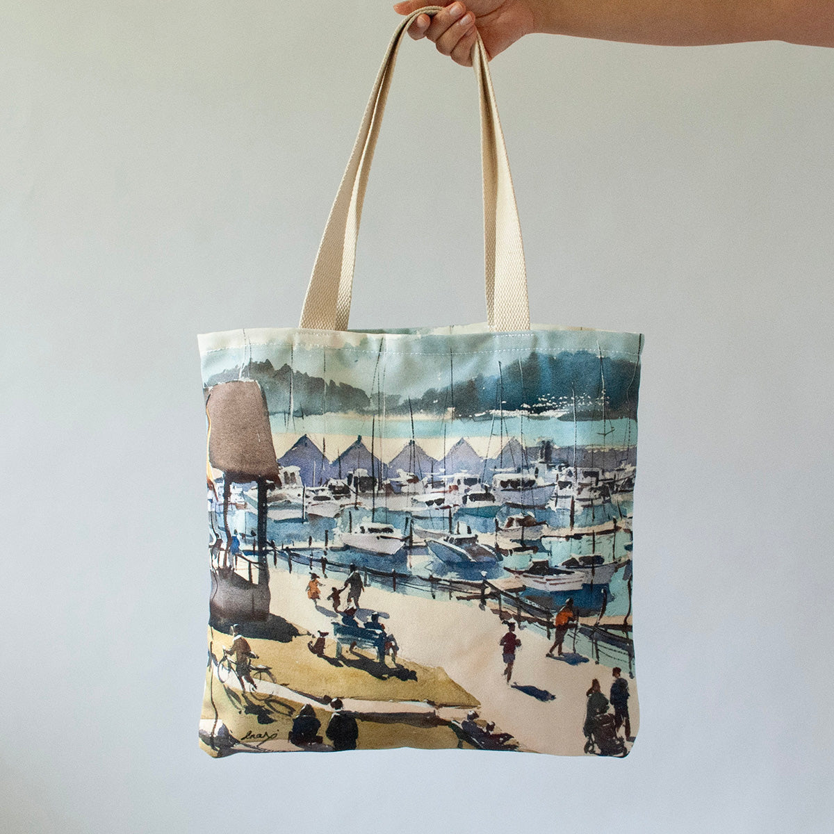 "Poulsbo Waterfront" Large canvas tote