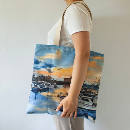 "Westport Marina" Large canvas tote