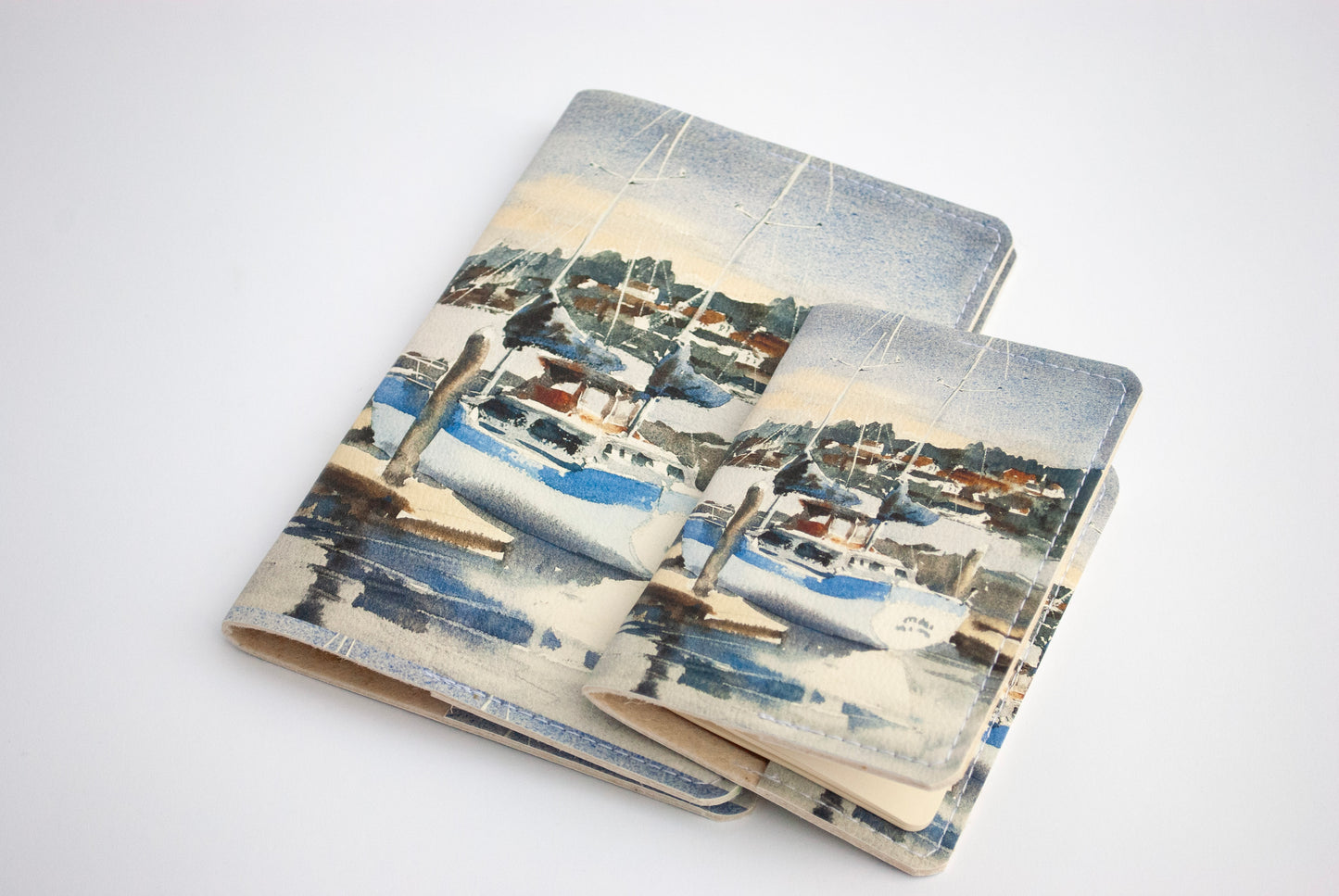 “Kingston overlooking Mt. Rainier” leather cover journal, passport size, refillable