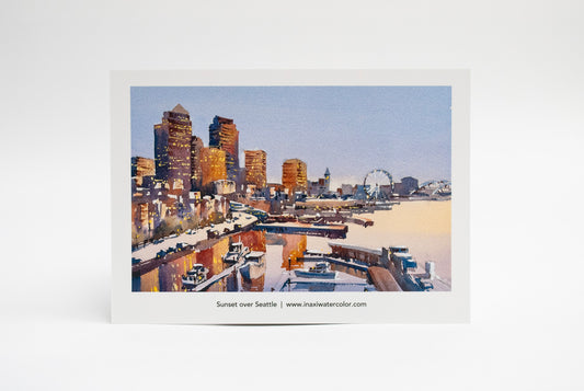 “Sunset over Seattle” postcards - 25 pack