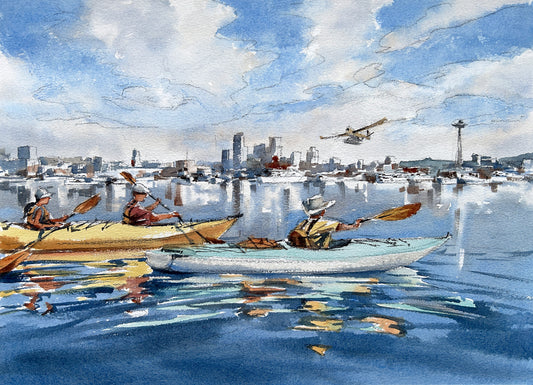 Fellow Kayakers on Lake Union - Limited edition art print