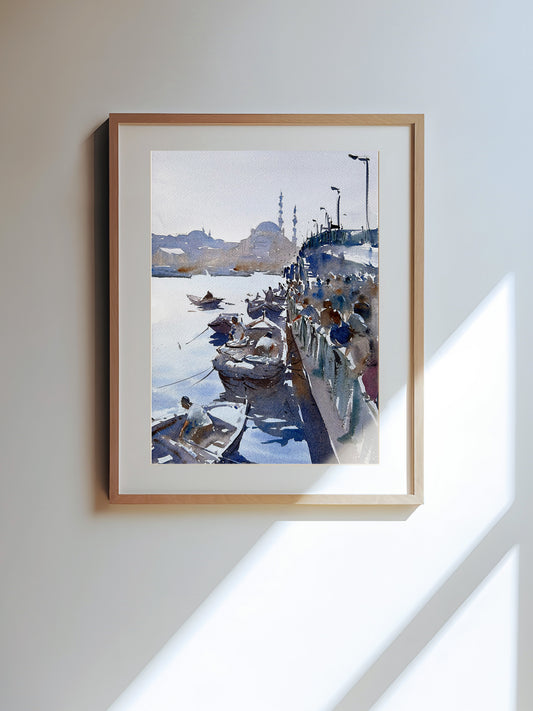 Fishermen at Galata Bridge - Limited edition print