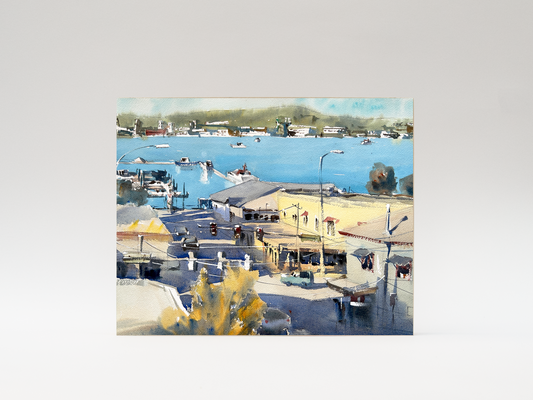 "Port Orchard Waterfront" woodblock wall art