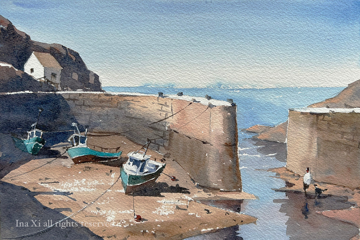 Low tide at Porthgain Harbor - Limited edition print