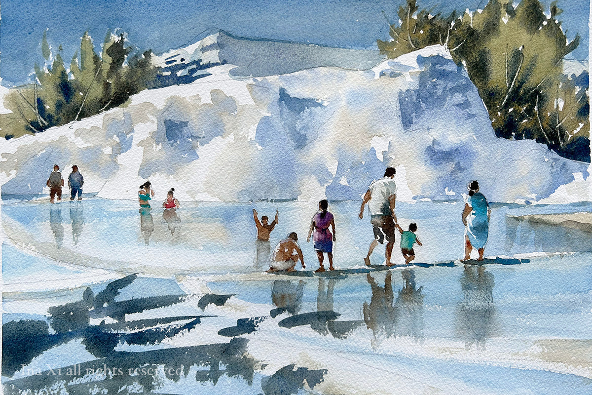 People bathing in Pamukkale No.1