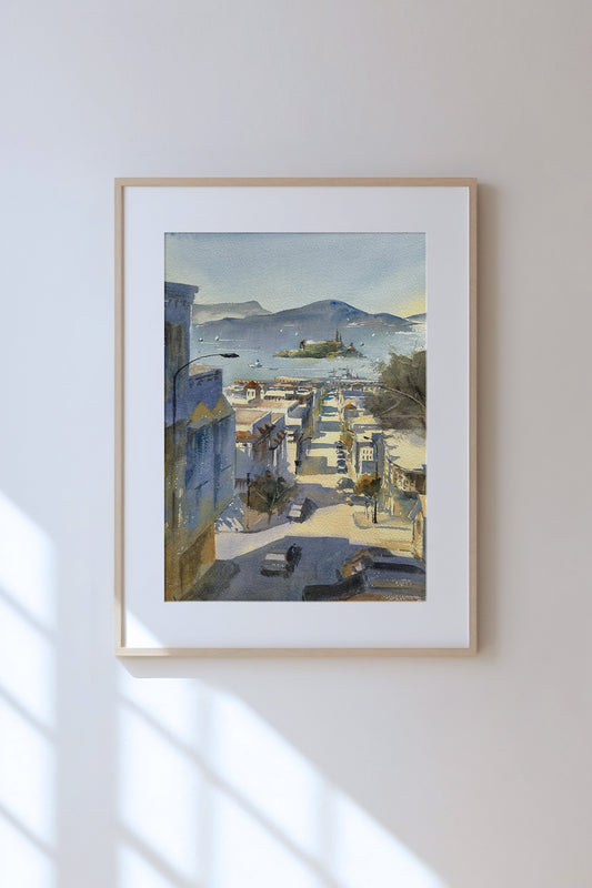 Russian Hill overlooking Alcatraz - Limited edition print