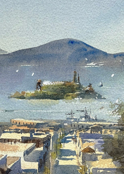 Russian Hill overlooking Alcatraz - Limited edition print