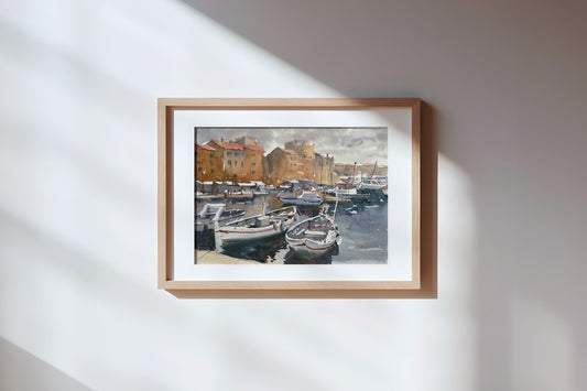 Cloudy day at St. Tropez Harbor - Limited edition art print