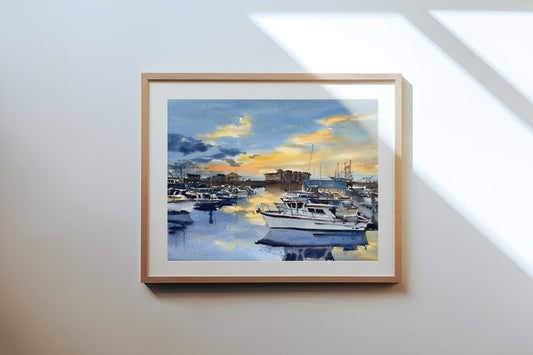 Westport marina after the sunset - Limited edition print