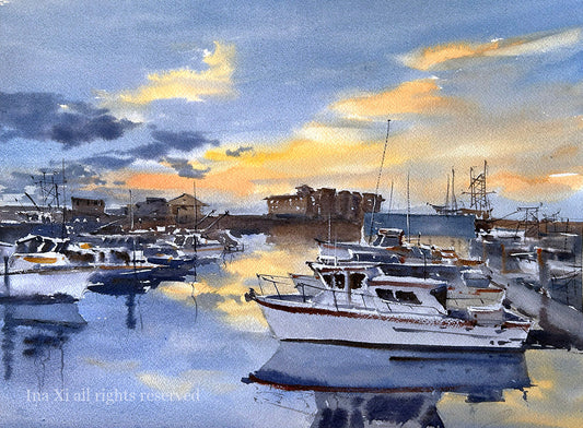 Sunset over Westport Marina